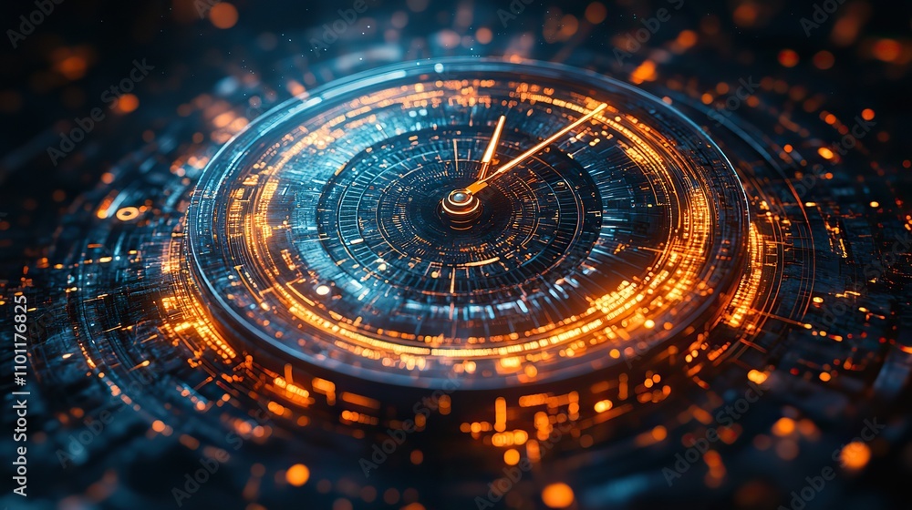 Aufkleber abstract futuristic technology background featuring a time machine and clock concept that can rotate