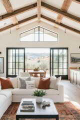 Cozy Mountain Retreat: A Rustic and Inviting Living Room with Panoramic Views