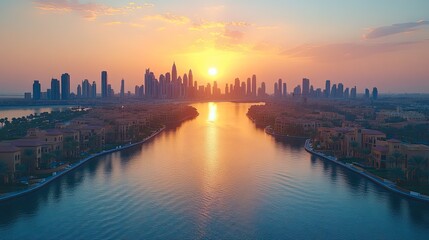 Fototapeta premium aerial view of dubai palm jumeirah island united arab emirate