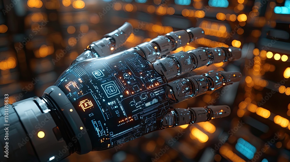 Aufkleber ai fonts with artificial intelligence concept in a hand rendering