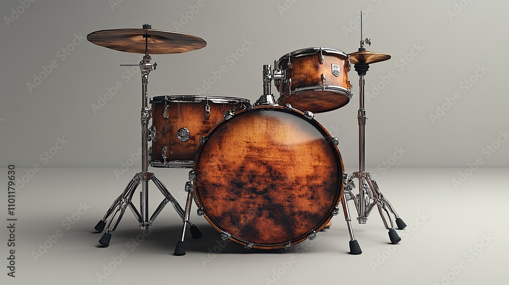 Poster an in three dimensions showing a rack tom drum fixed on a stand