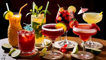 Studio photos of colored summer coctails