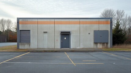 Fototapeta premium Concrete data center with orange accents