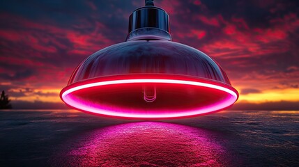 bell with dark neon light effect rendering