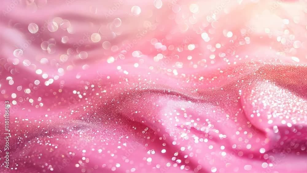 Aufkleber enchanting abstract background soft pink waves with sparkling glitter and bokeh effects creating dre