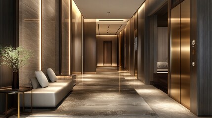 Fototapeta premium Elegant and Sophisticated Hotel Hallway