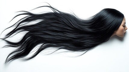 Fototapeta premium black horsehair ponytail or mane lock of hair on a white backgroun