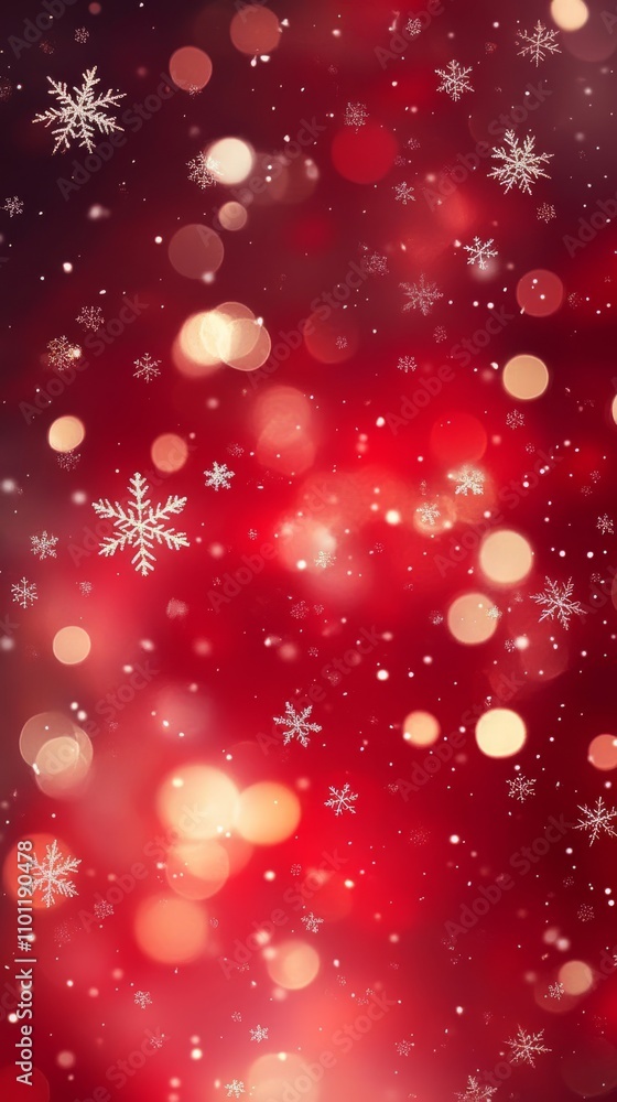 Poster imagine a vibrant red holiday background with sparkling glitter and bokeh lights, creating a magical