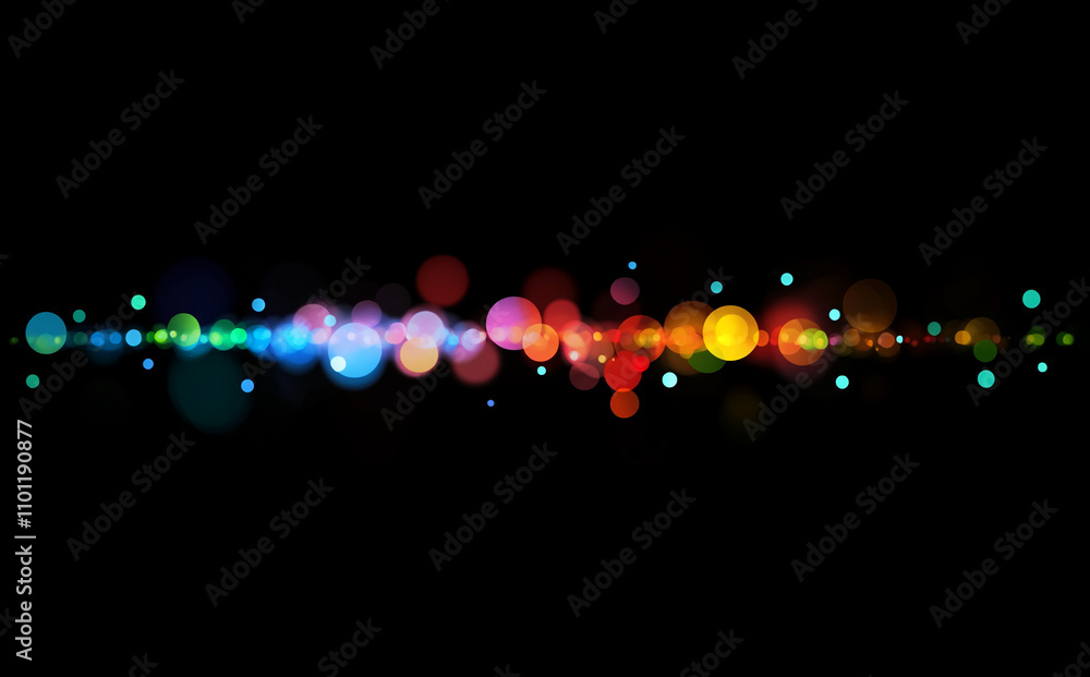 Poster Vibrant light bokeh on a dark background creating a festive atmosphere