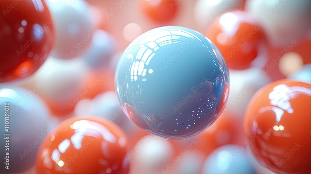 Poster bouncy and abstract balls rendering