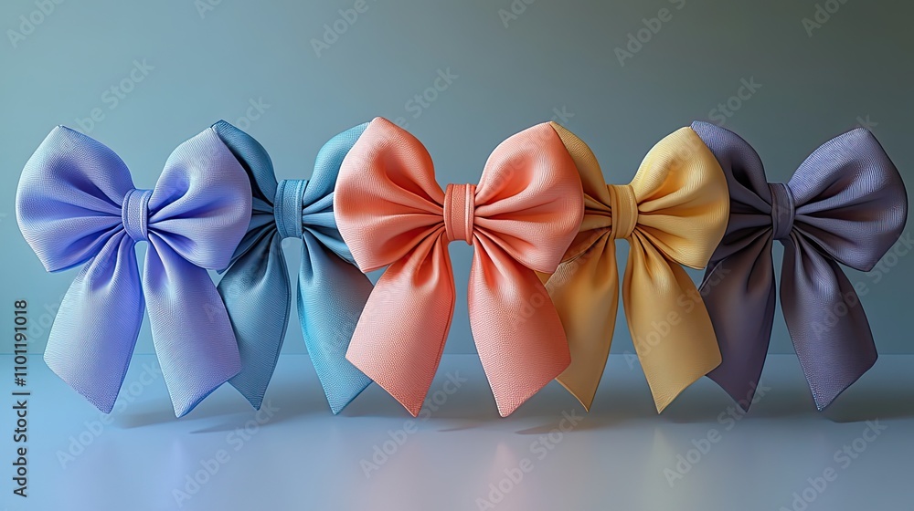 Poster bow knot with different colors rendering