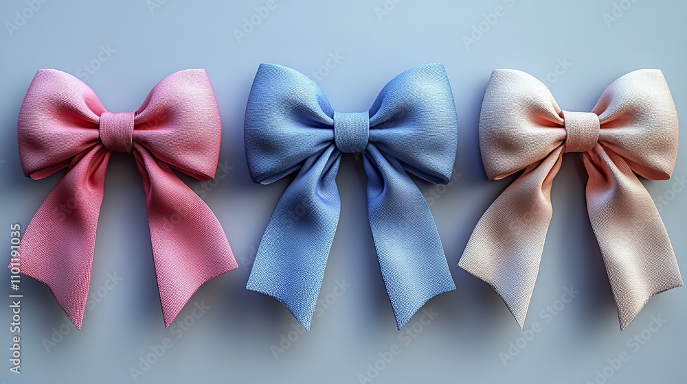 Poster bow knot with different colors rendering