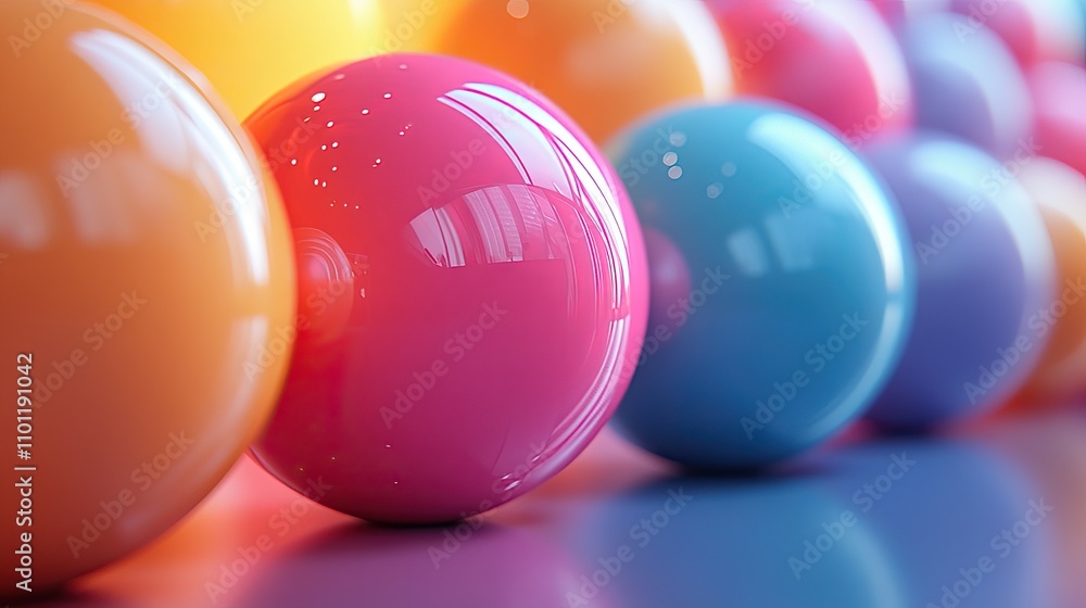 Poster bouncy and abstract balls rendering