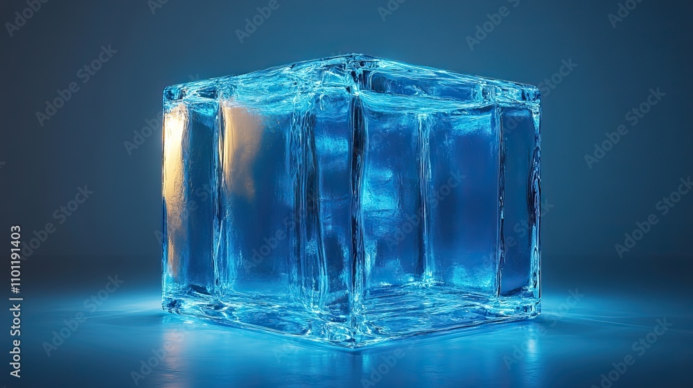 Poster box with blue transparent structure rendering