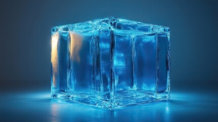 box with blue transparent structure rendering