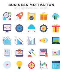 BUSINESS MOTIVATION Icons Pack Flat Style. Vector illustration.