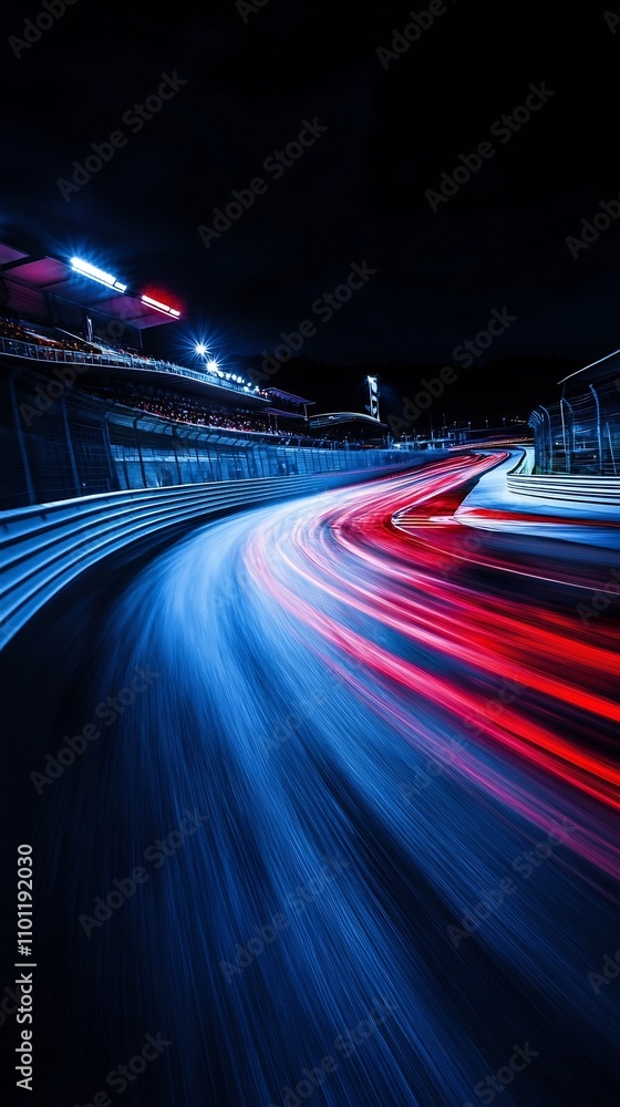 Poster illuminated race track with dynamic motion blur and radiant flow