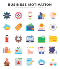 BUSINESS MOTIVATION Flat icons. Vector Flat illustration.
