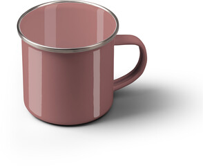 Mockup burgundy enamel mug close-up, png