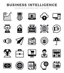 Business Intelligence Lineal Filled icons collection. 25 icon set. Vector illustration.