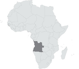 Detailed national location map of ANGOLA within the great continent of Africa