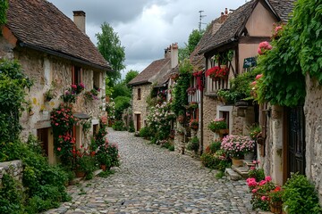 Fototapeta premium Quiet Street in a Small Village