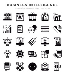 Set of Business Intelligence icons. Vector Illustration.