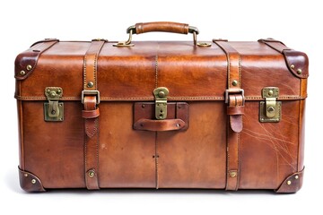 old suitcase isolated on white