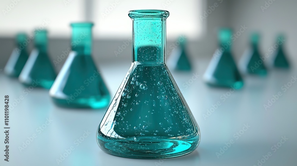 Poster chemical flask with white background rendering