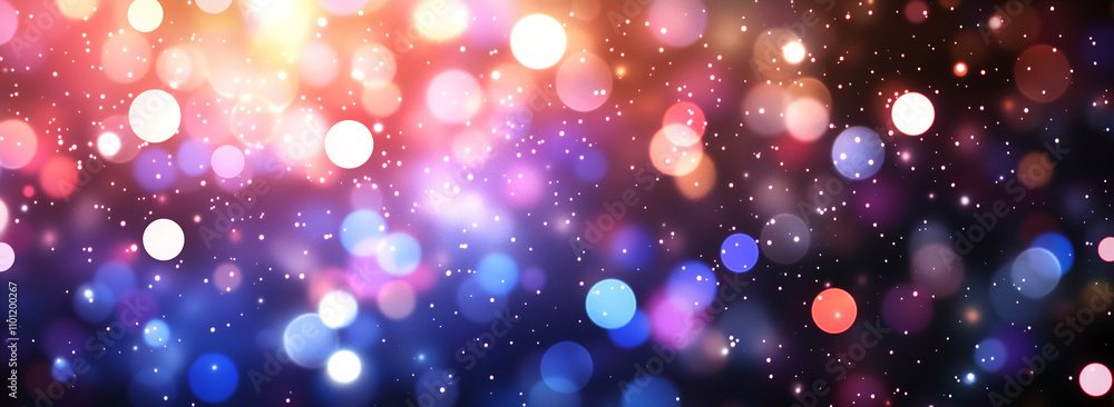 Poster Colorful bokeh lights create a vibrant atmosphere in a nighttime setting with sparkling effects