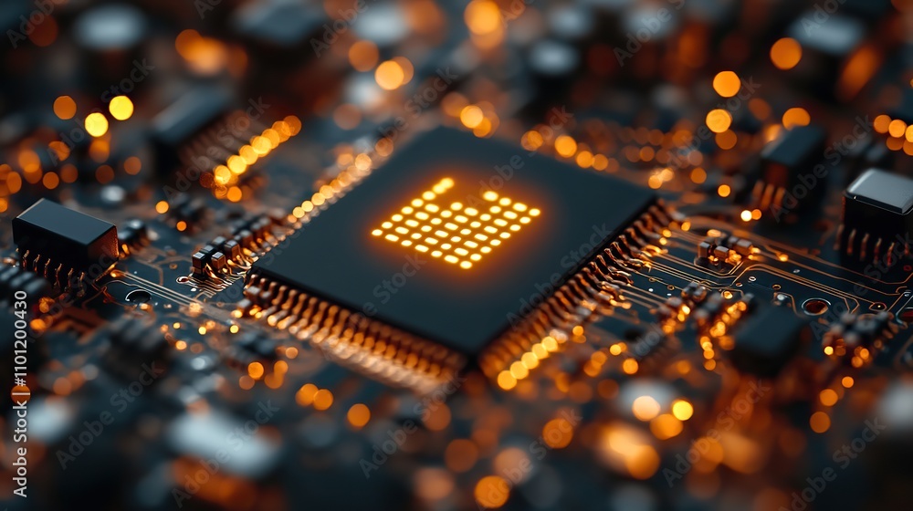 Poster circuit board with 5g big data concept rendering