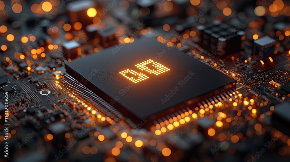 Aufkleber circuit board with 5g big data concept rendering