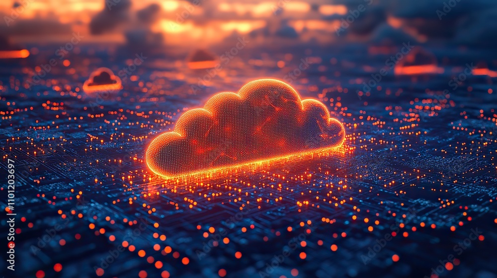 Poster cloud computing and technology background rendering