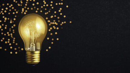 glowing light bulb radiates warmth and creativity, illuminating dark