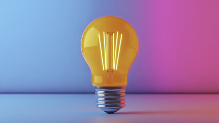 modern bulb glowing with innovative light in vibrant colors