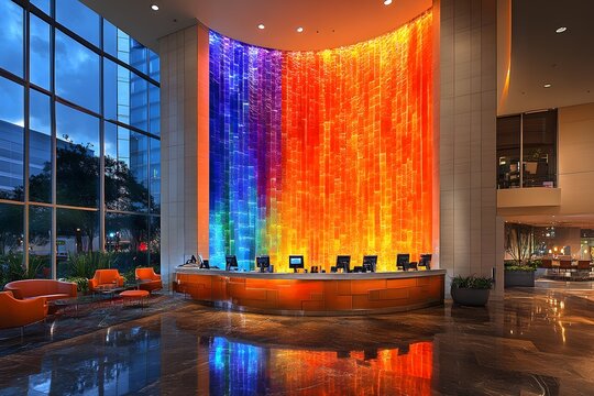 Hotel Reception with Personalized Digital Art Displays