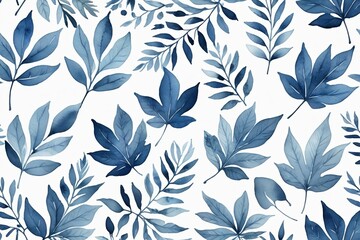 Fototapeta premium a close up of a blue and white leaf pattern on a white background