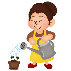 Woman watering 