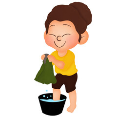 Woman washing clothes by hand 