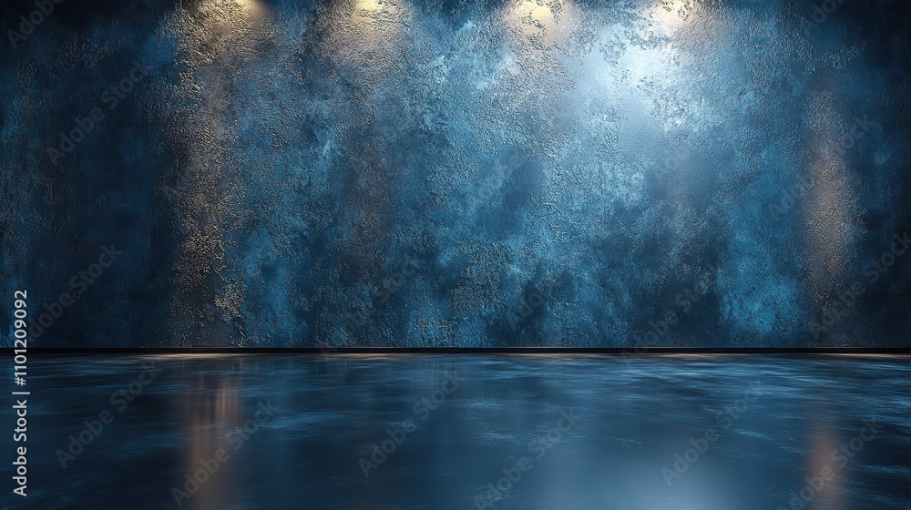 Aufkleber dark room with glossy empty ground rendering