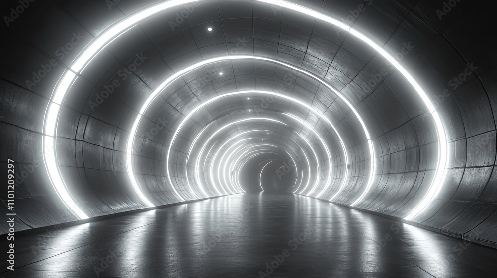 Poster dark tunnel futuristic concept rendering 360 degree seamless panoramic view