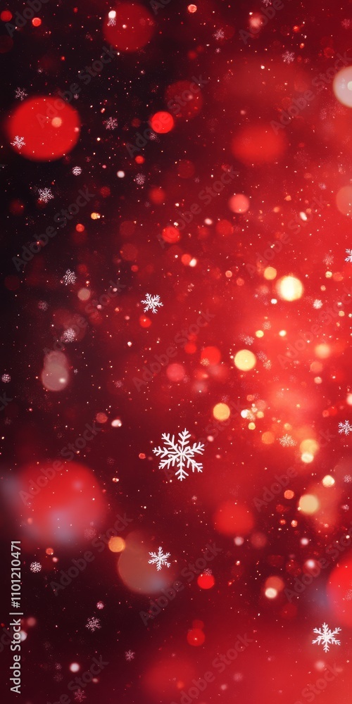 Poster imagine a vibrant red background with sparkling glitter and dazzling bokeh lights, creating an encha