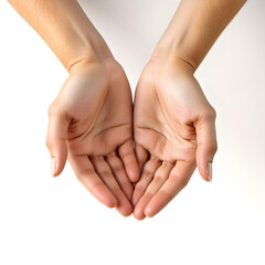hands of the person with white background