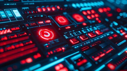Obraz premium Futuristic Red Blue Tech Interface
