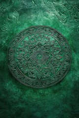 Obraz premium Metal plate on green surface