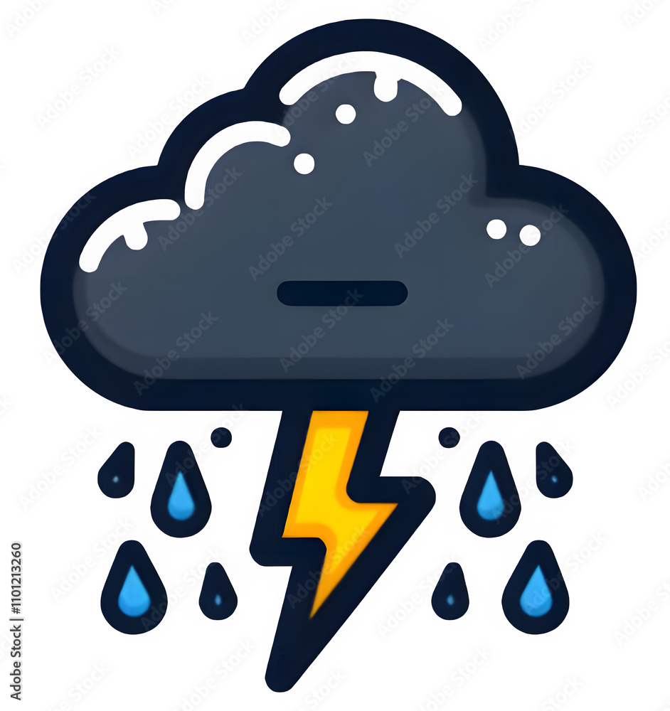 Poster dark cloud weather icon with thunder and lightning pictogram. generative ai