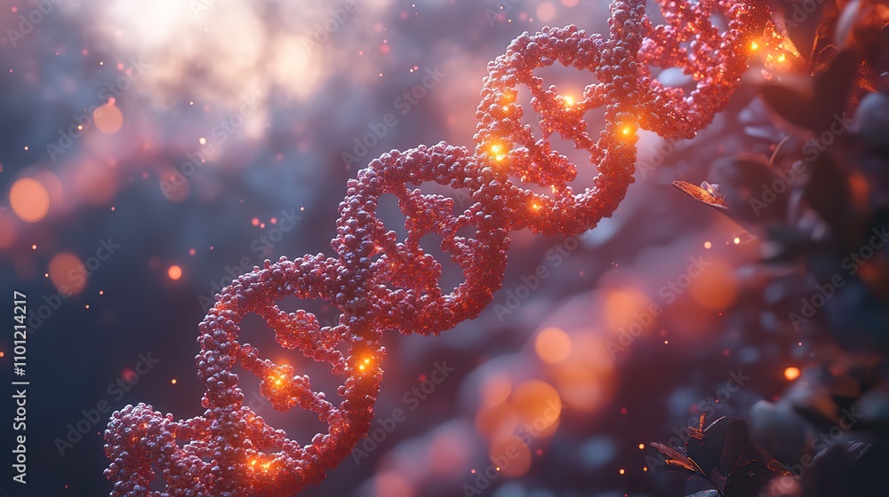 Poster dna genomes structure with molecule background rendering