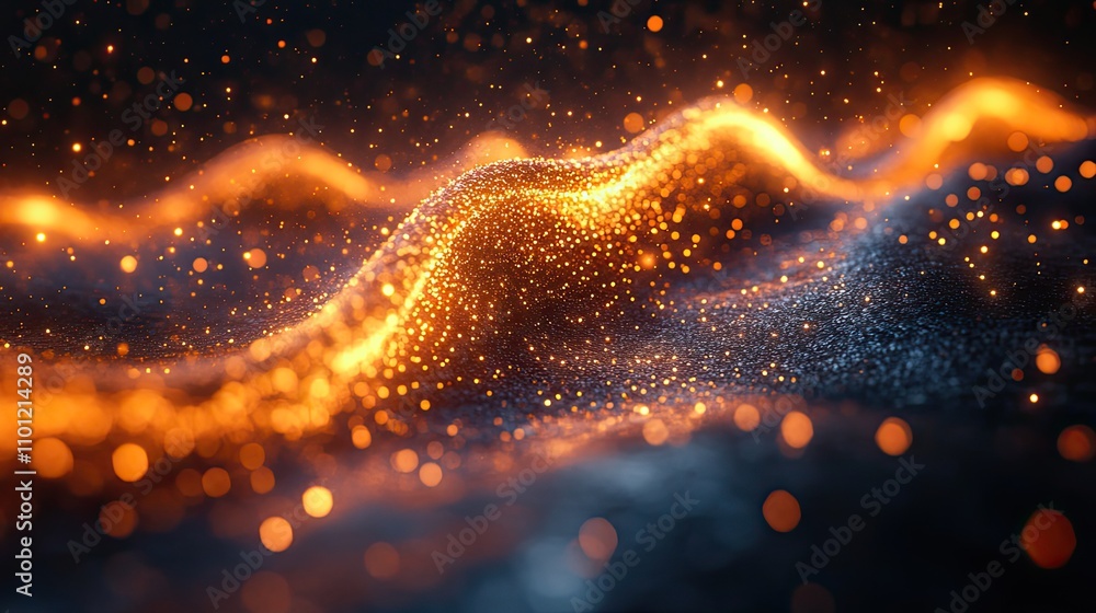 Poster dna particles and diffused glowing lines rendering