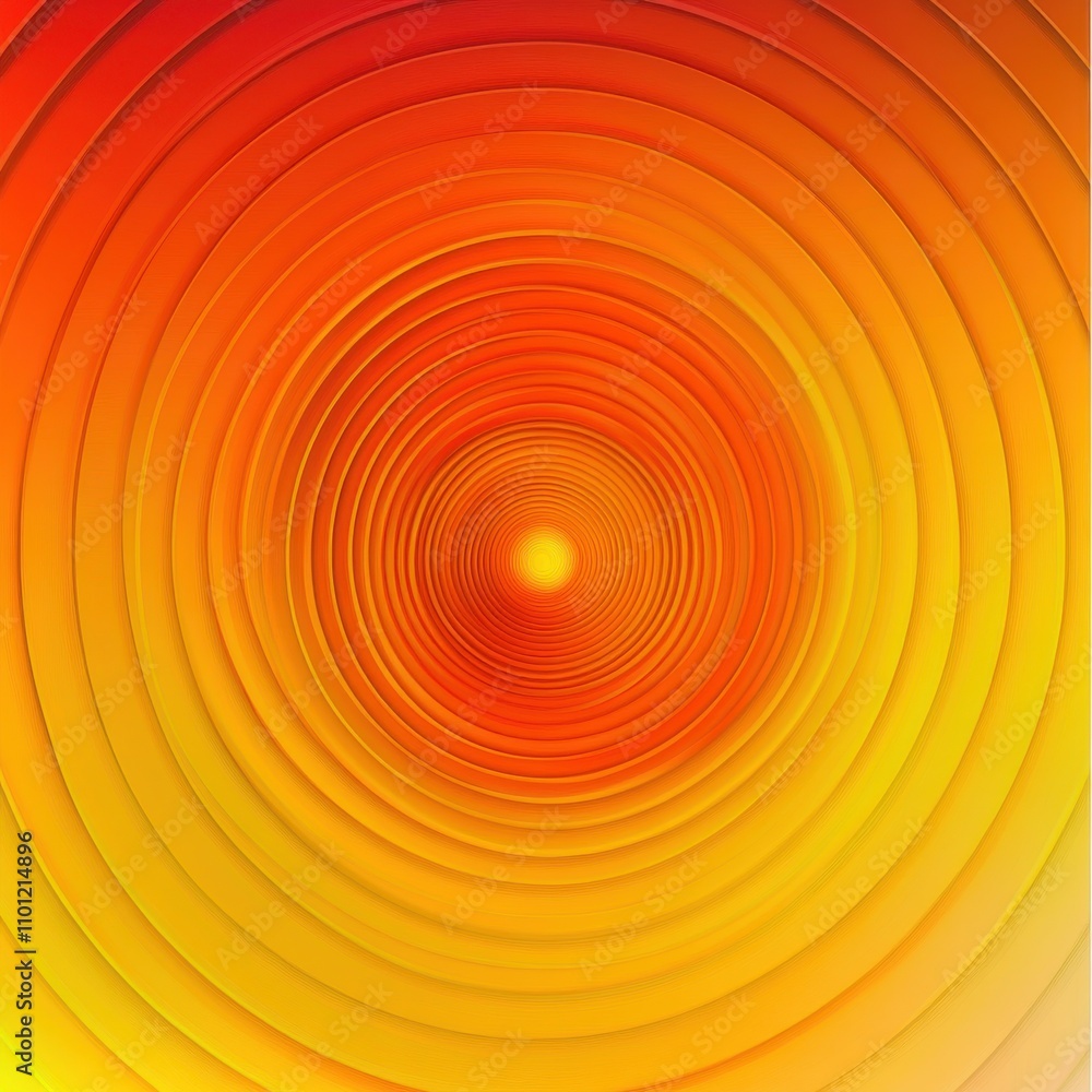 Poster vibrant orange and yellow concentric circles create a mesmerizing abstract pattern radiating light a