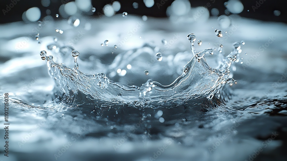 Poster dropper and water drop in slow motion rendering